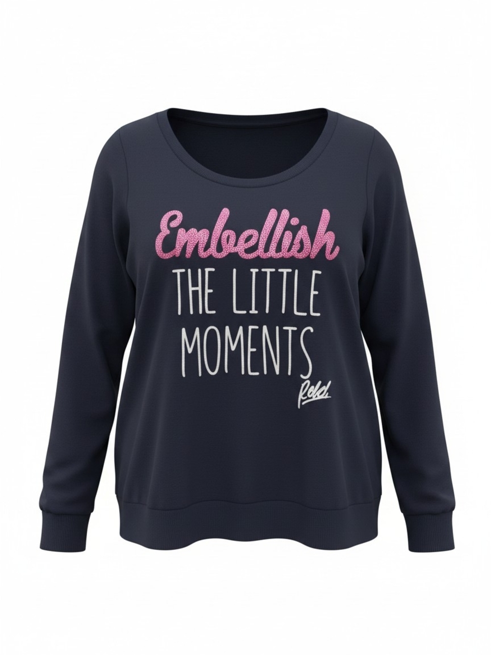 "Embellish The Little Moments" Sequin Navy Sweatshirt By Torrid - Size 3 - EUC